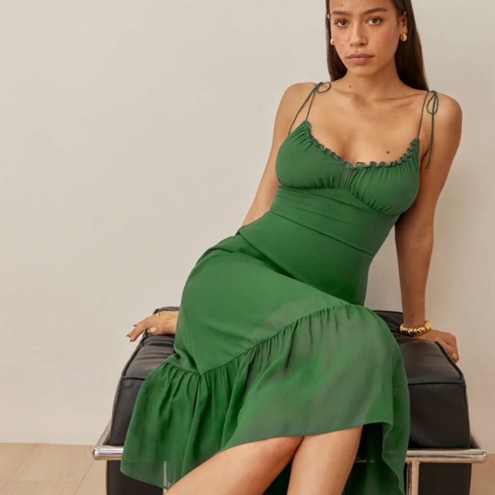 Reformation Embry Dress Kelly Green XS